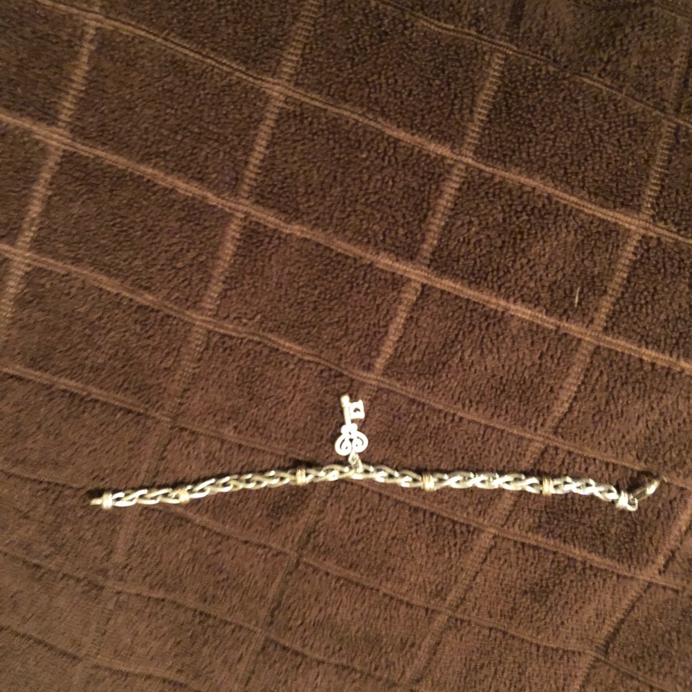 Silver and 14k gold bracelet with a charm